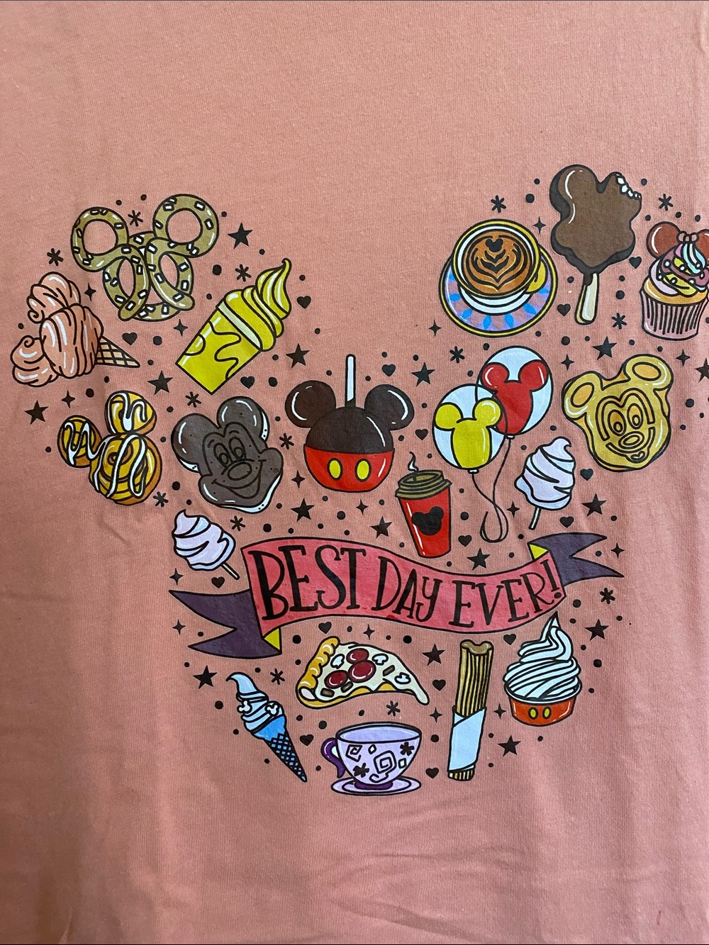 Disneyland 'Best Day Ever!' Snacks Theme Graphic Tee Peach